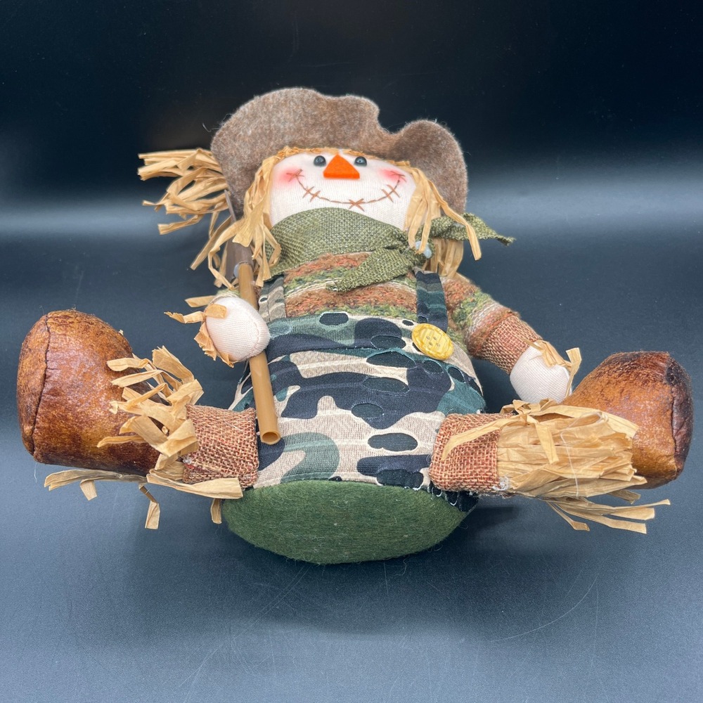 Hobby Lobby Camouflage Scarecrow Plush Fall Decor 11" Hunting Theme Autumn - Picture 5 of 7